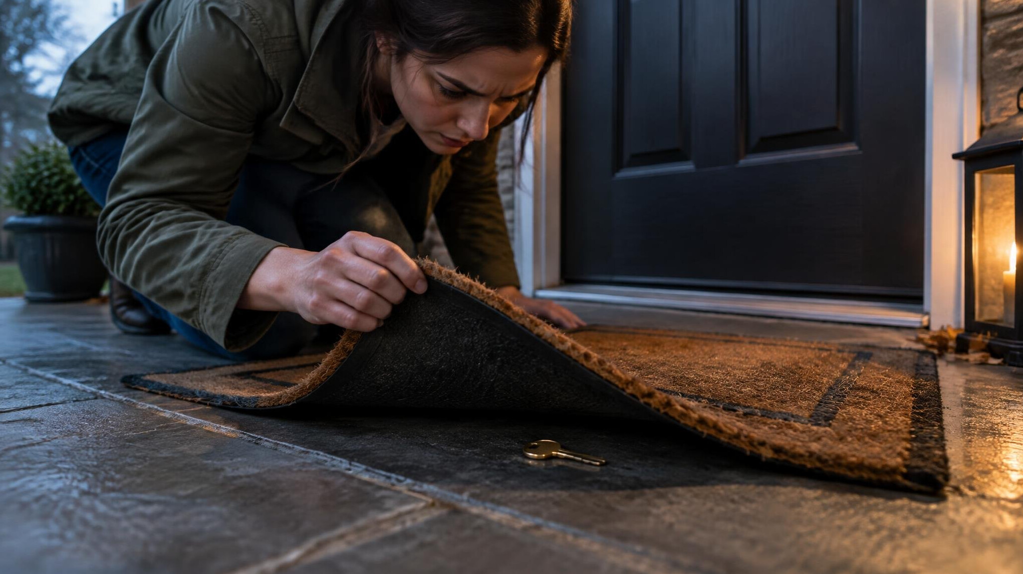 hidden key under mat